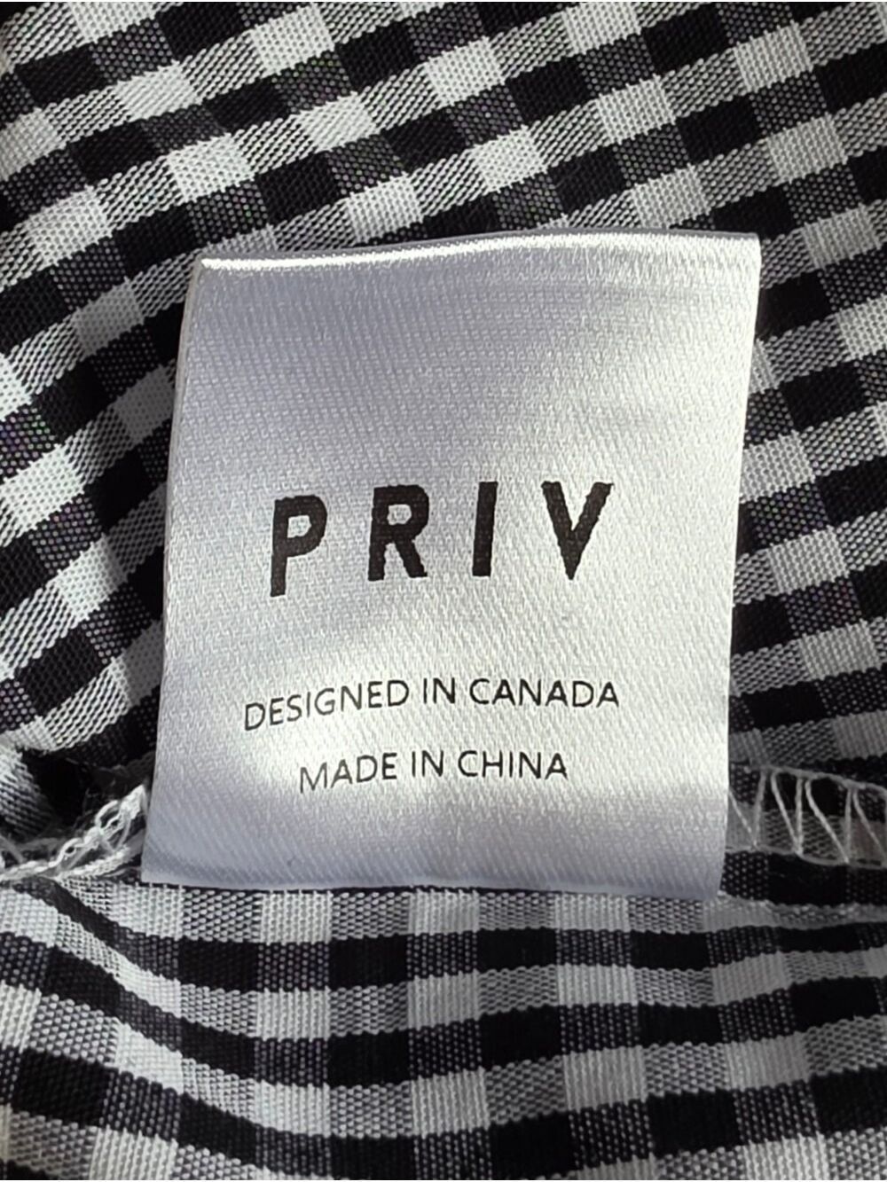 PRIV Black Gingham 2-Piece Top & Shorts Set Small Pockets Designed In Canada - Picture 12 of 15